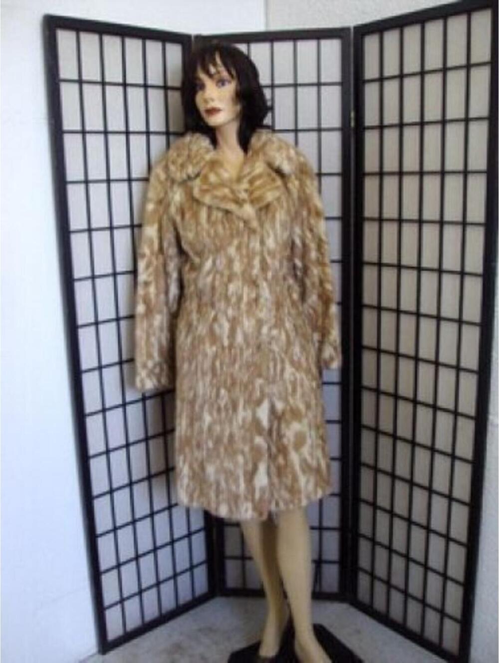 ! MINT LIGHT BROWN AND WHITE MINK FUR COAT JACKET WOMEN WOMAN SIZE 4 SMALL